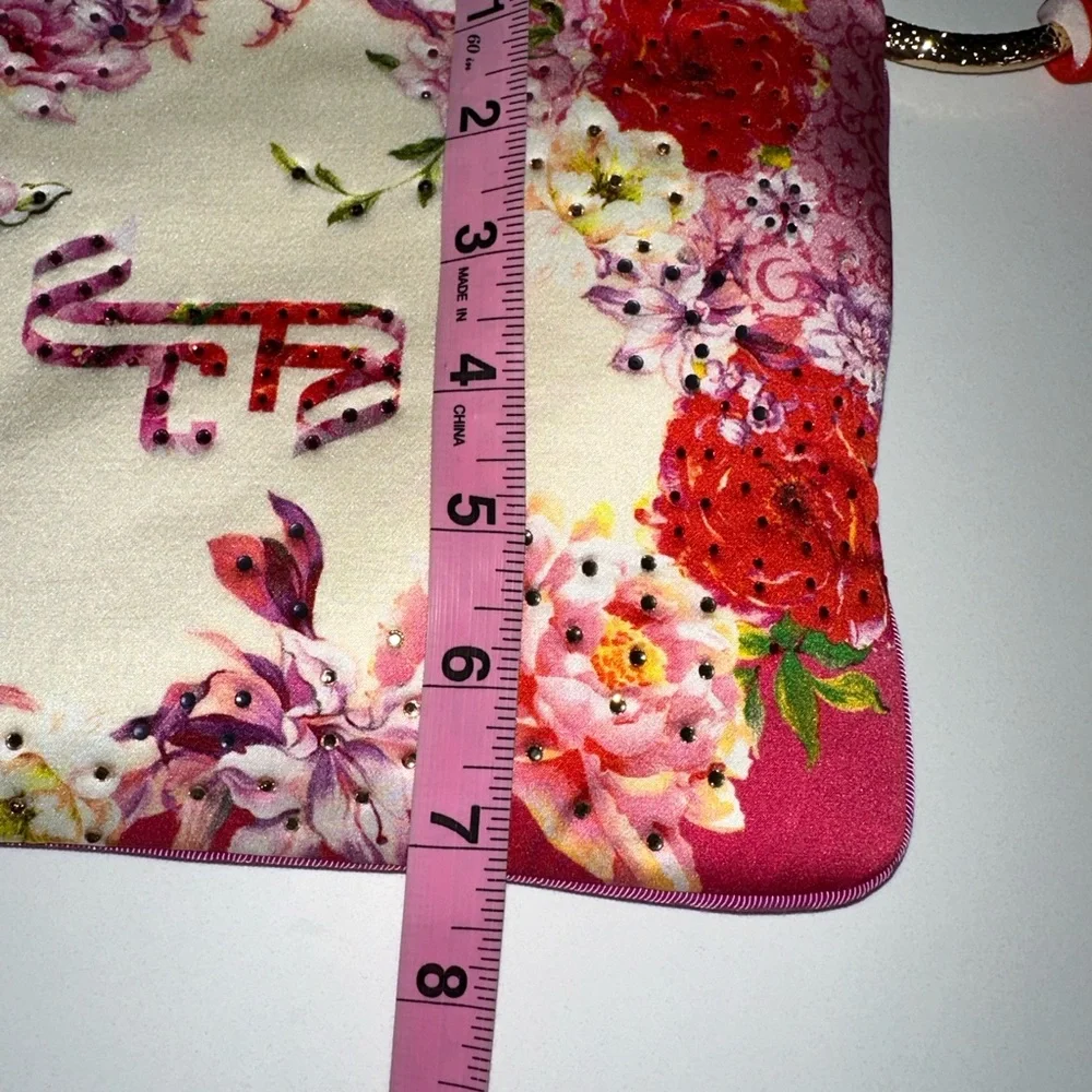 CAMILLA Kiss and Tell red pink floral silk scarf clutch bag purse